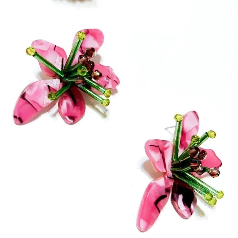 Flower statement  earrings  M160 - Picture 3 of 5